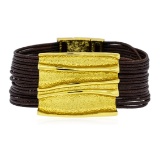 Rectangle Pendant Multi Strand Bracelet - Gold Plated
