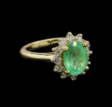 2.02 ctw Emerald and Diamond Ring - 14KT Yellow Gold