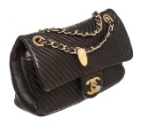 Chanel Black Chevron Calfskin Leather Mini Rectangular Flap Bag