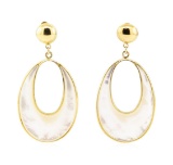 Mother of Pearl Dangle Earrings - 14KT Yellow Gold
