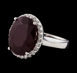 12.04 ctw Ruby and Diamond Ring - 14KT White Gold