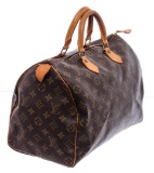 Louis Vuitton Monogram Canvas Leather Speedy 35 cm Bag