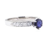 1.17 ctw Blue Sapphire And Diamond Ring - 14KT White Gold