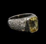 6.28 ctw Yellow Sapphire and Diamond Ring - Platinum
