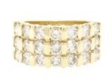 14kt Yellow Gold 2.52 ctw Wide 3 Row Large Round Diamond Band Ring