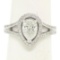 18K White Gold 1.92 ctw GIA Pear Cut Diamond Split Shank Halo Engagement Ring