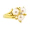 0.05 ctw Diamond and Pearl Ring - 14KT Yellow Gold