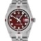 Rolex Mens Stainless Steel Red Diamond Lugs & Ruby Datejust Wristwatch