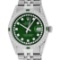 Rolex Mens Stainless Steel Green Diamond Lugs & Emerald Datejust Wristwatch