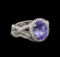 14KT White Gold 2.37 ctw Tanzanite and Diamond Ring and Guard