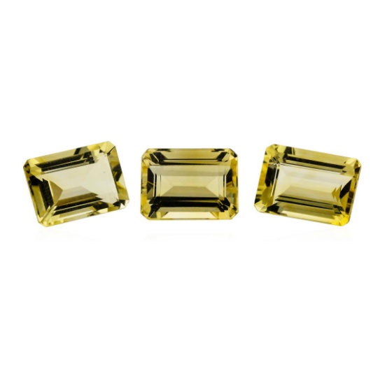 22.78 ctw.Natural Emerald Cut Citrine Quartz Parcel of Three