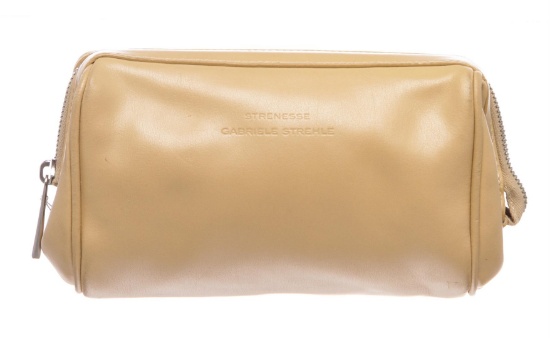 Strenesse Gabriele Strehle Beige Leather Makeup Case