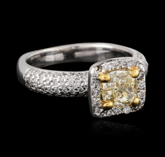 18KT Two-Tone Gold 1.49 ctw Fancy Light Yellow Diamond Ring