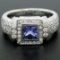 New Platinum 2.37 ctw Tanzanite and Diamond Halo Ring