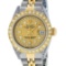 Rolex Ladies 2 Tone 18K Champagne String Diamond Lugs Datejust Wristwatch With R