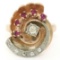 Retro Vintage 14kt Rose Gold and Platinum 0.65 ctw Diamond and Ruby Swirl Ring