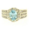 14kt Yellow Gold 2.35 ctw Aquamarine and Diamond Halo Ring