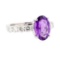 3.10 ctw Amethyst and Diamond Ring - 14KT White Gold