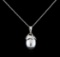 0.27 ctw Pearl and Diamond Pendant With Chain - 14KT White Gold