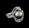 14KT White Gold Pearl and Diamond Ring