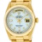 Rolex Mens 18K Yellow Gold Mother Of Pearl Diamond Quickset President Wristwatch