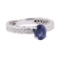 1.87 ctw Blue Sapphire And Diamond Ring - 14KT White Gold