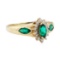1.15 ctw Lab Created Emerald and Diamond Ring - 14KT Yellow Gold