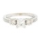 14k White Gold 1.10 ctw Princess Diamond 3 Stone Engagement Ring w/ Round Accent