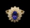 2.06 ctw Tanzanite and Diamond Ring - 14KT Yellow Gold