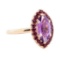 1.40 ctw Amethyst and Ruby Ring - 14KT Rose Gold