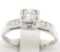 Vintage 14K White Gold 0.37 ctw Diamond Engagement Ring with 4 Accent Diamonds