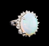 8.18 ctw Opal and Diamond Ring - 14KT White Gold