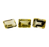 20.81 ctw.Natural Emerald Cut Citrine Quartz Parcel of Three