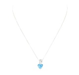 3.10 ctw Blue Topaz and Diamond Heart Shaped Pendant with Chain - 14KT White Gol
