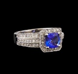 14KT White Gold 1.33 ctw Tanzanite and Diamond Ring