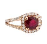 2.43 ctw Ruby and Diamond Ring - 14KT Rose Gold