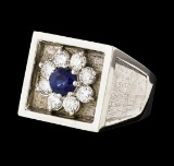 1.71 ctw Sapphire and Diamond Ring - 14KT White Gold