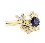 1.38 ctw Blue Sapphire and Diamond Ring - 14KT Yellow Gold