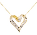 0.50 ctw Diamond Heart Shaped Pendant with Chain - 14KT Yellow Gold