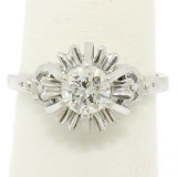 Vintage Platinum 0.68 ctw Round Transitional Diamond Solitaire Ring