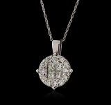 14KT White Gold 0.61 ctw Diamond Pendant with Chain