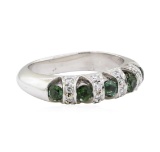 1.04 ctw Green Tourmaline and Diamond Ring - 14KT White Gold