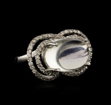14KT White Gold 0.84 ctw Blue Moonstone and Diamond Ring