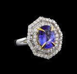 14KT Two-Tone Gold 2.63 ctw Tanzanite and Diamond Ring