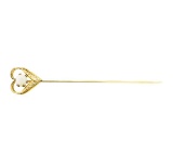 Opal Heart Stick Pin - Yellow Gold Plated