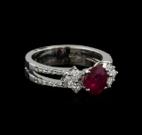 1.25 ctw Ruby and Diamond Ring - 18KT White Gold