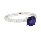 1.08 ctw Sapphire and Diamond Ring - 18KT White Gold