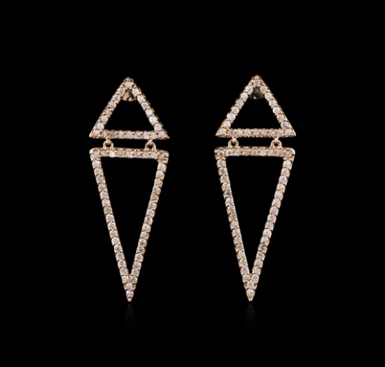 0.90 ctw Diamond Earrings - 14KT Rose Gold