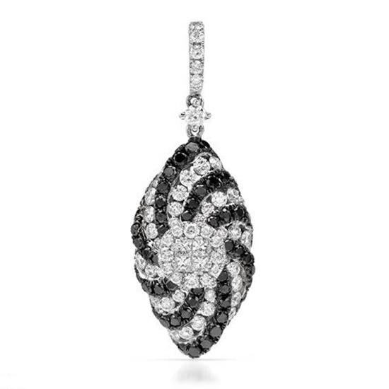 18k White Gold 1.55CTW Diamondand Black Diamonds Pendant, (VS1-VS2/G)