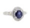 3.17 ctw Sapphire and Diamond Ring - 18KT White Gold